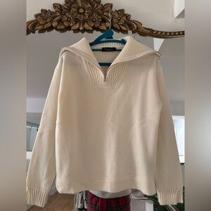 Loro Piana Cream Quarter-Zip Sweater